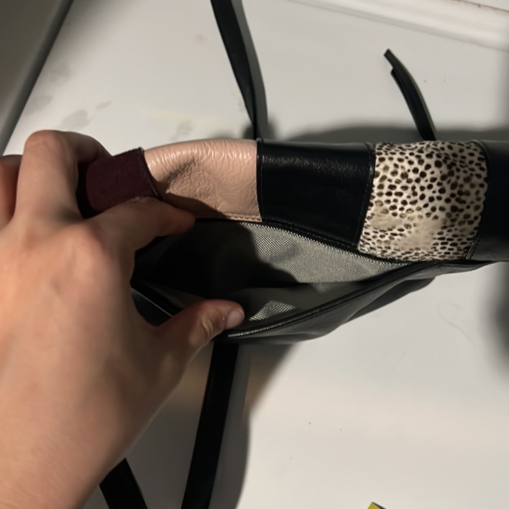 Leather Color Block Fossil Crossbody - image 6